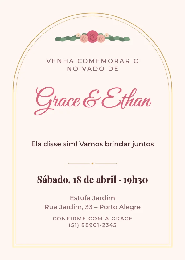 Convite de noivado Arco rosé