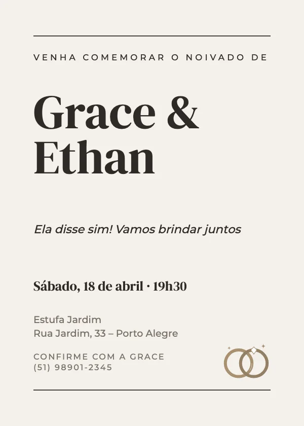 Convite de noivado Editorial