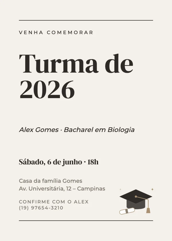 Convite de formatura Editorial