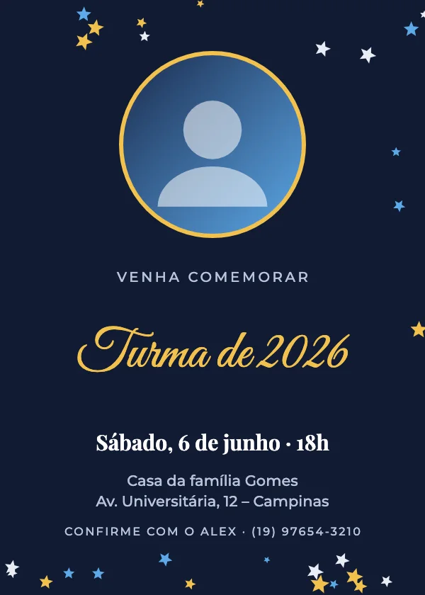Convite de formatura Formando com foto