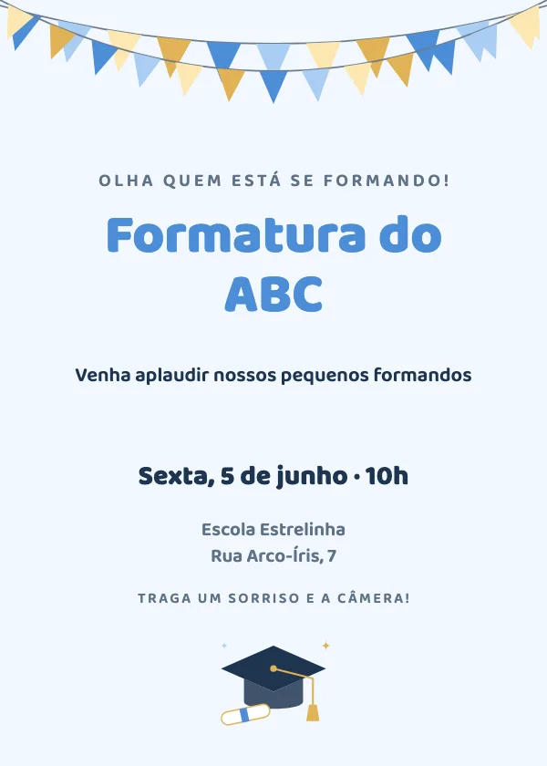 Convite de formatura Infantil