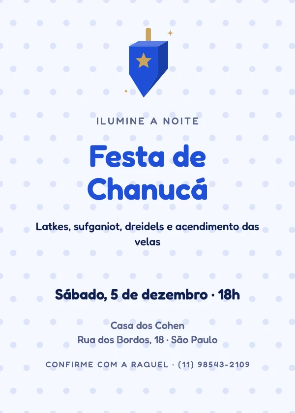 Convite de Chanucá Dreidel divertido
