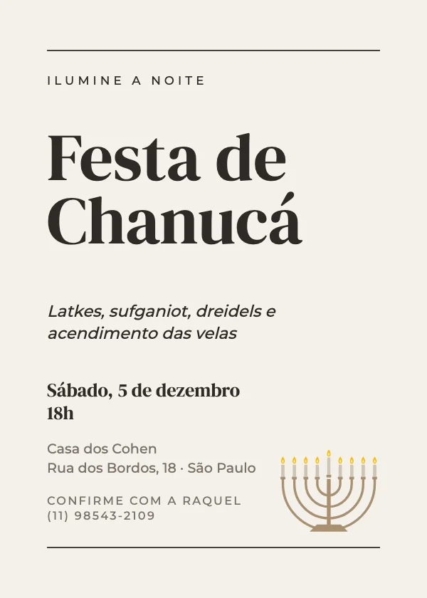 Convite de Chanucá Editorial