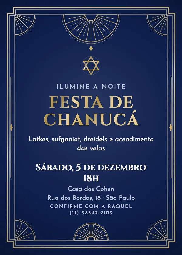 Convite de Chanucá Grande art déco