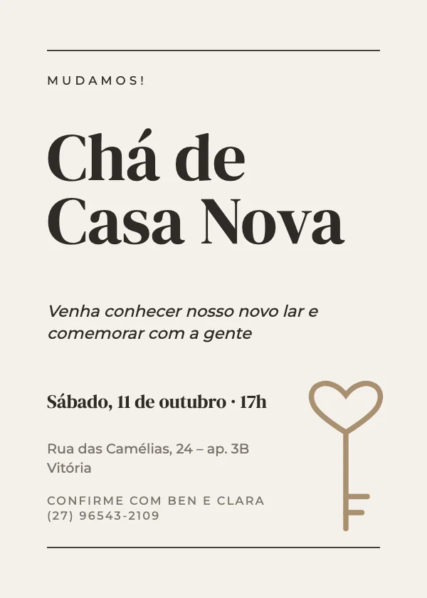 Convite de chá de casa nova Editorial