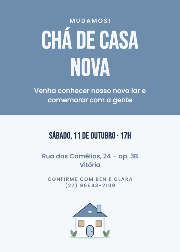 Convite de chá de casa nova Moderno