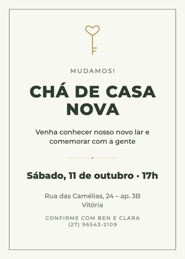 Convite de chá de casa nova Chaves novas