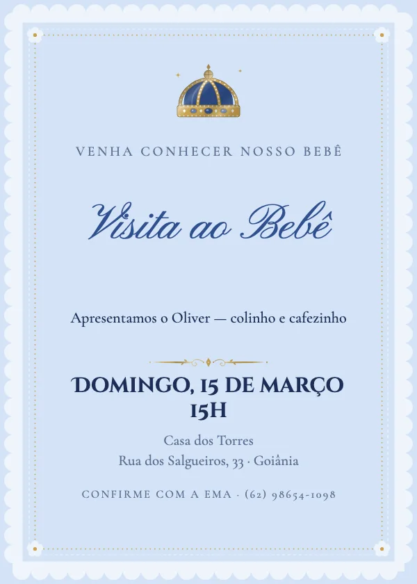 Convite de Visita ao Bebê Pequeno príncipe