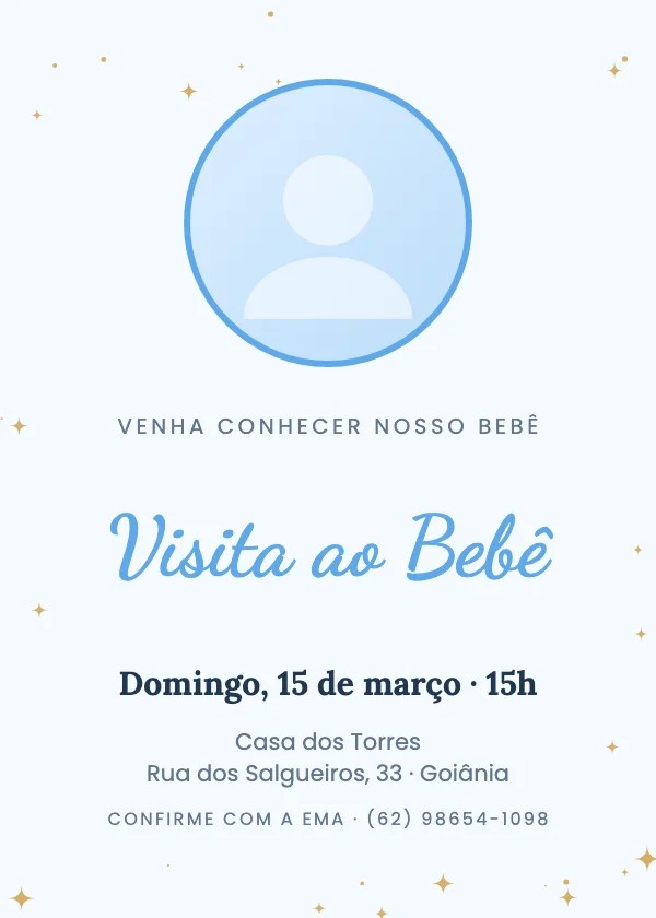 Convite de Visita ao Bebê Boas-vindas com foto