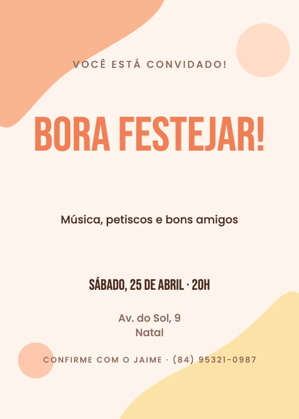 Convite de festa Cores vibrantes