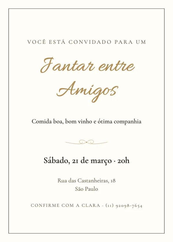 Convite de festa Jantar elegante