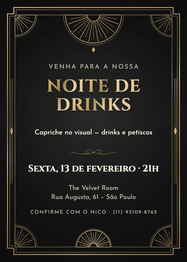 Convite de festa Grande art déco