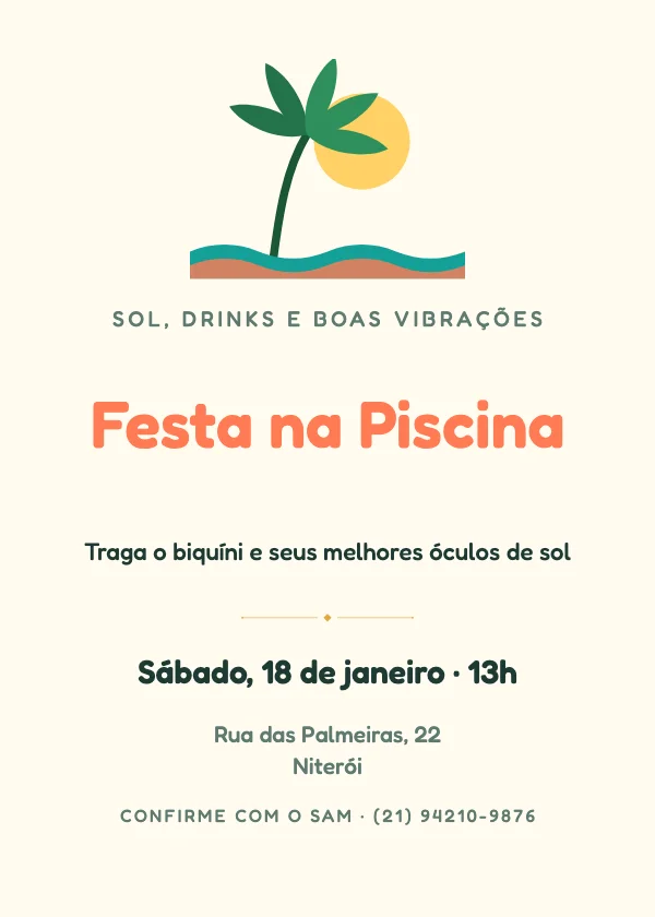 Convite de festa Festa na piscina
