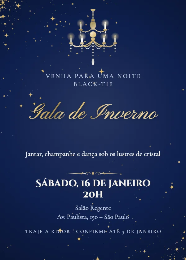 Convite de festa Salão de lustres