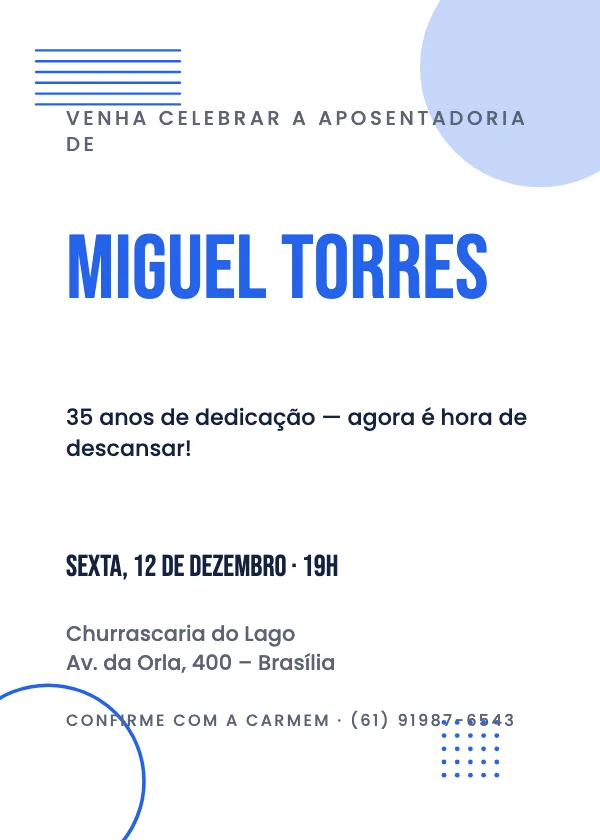 Convite de aposentadoria Moderno