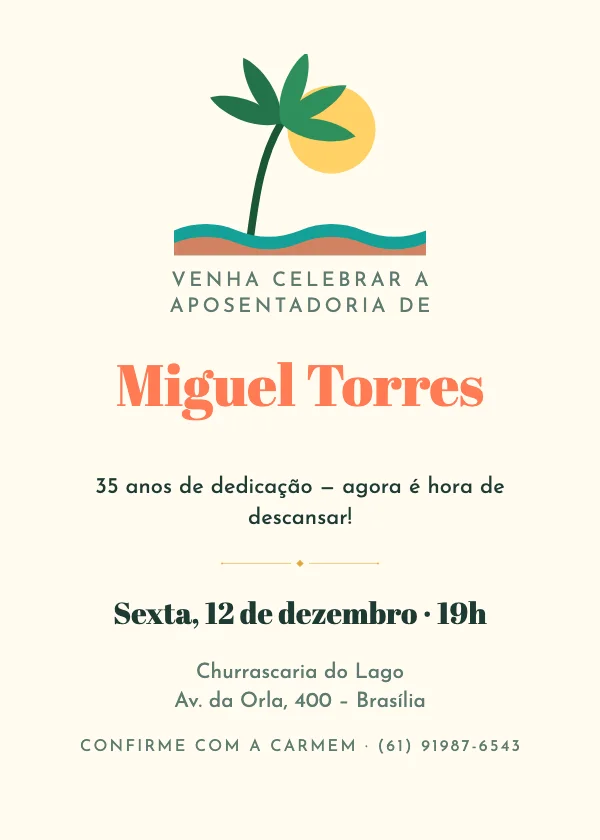 Convite de aposentadoria Tropical