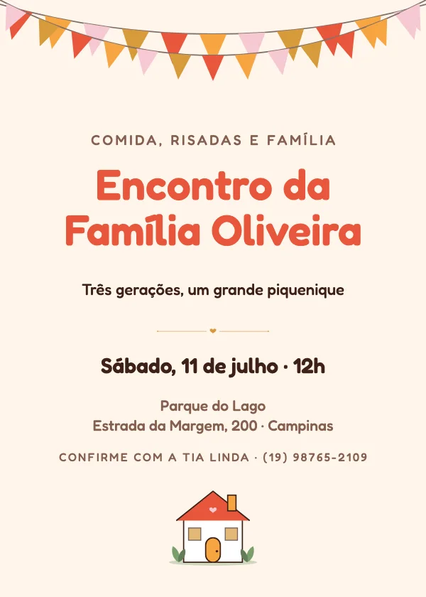 Convite de Reencontro Piquenique em família