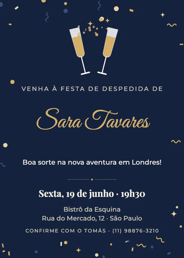 Convite de Reencontro Brinde com espumante