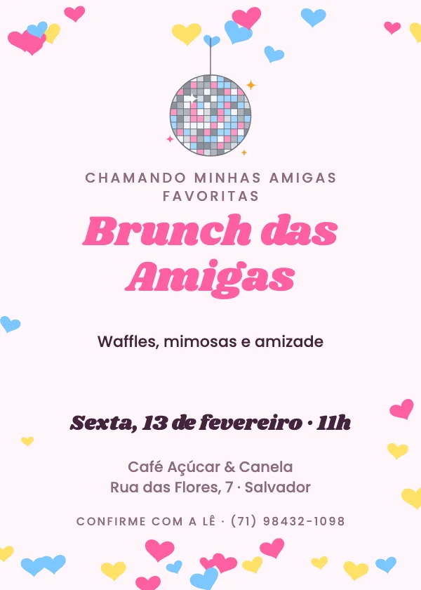 Convite de Dia dos Namorados Globo de discoteca