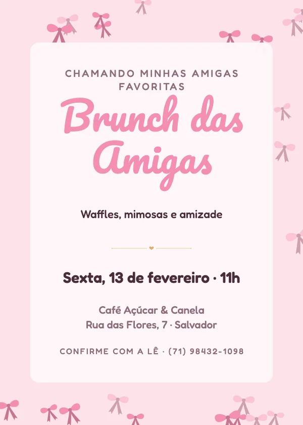 Convite de Dia dos Namorados Laços coquette