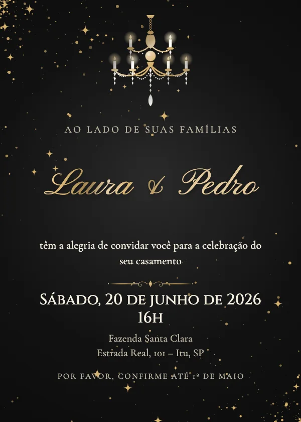 Convite de casamento Salão de lustres