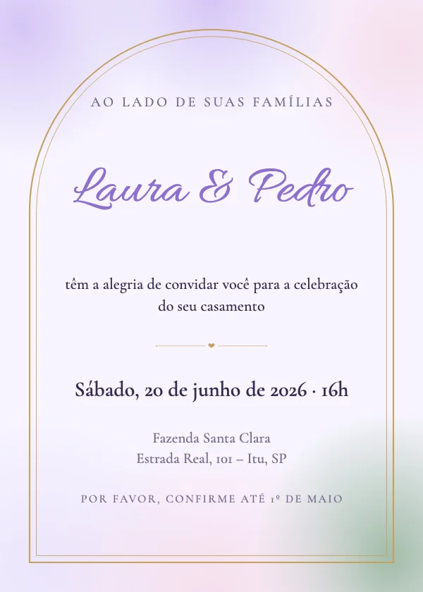 Convite de casamento Aquarela lavanda