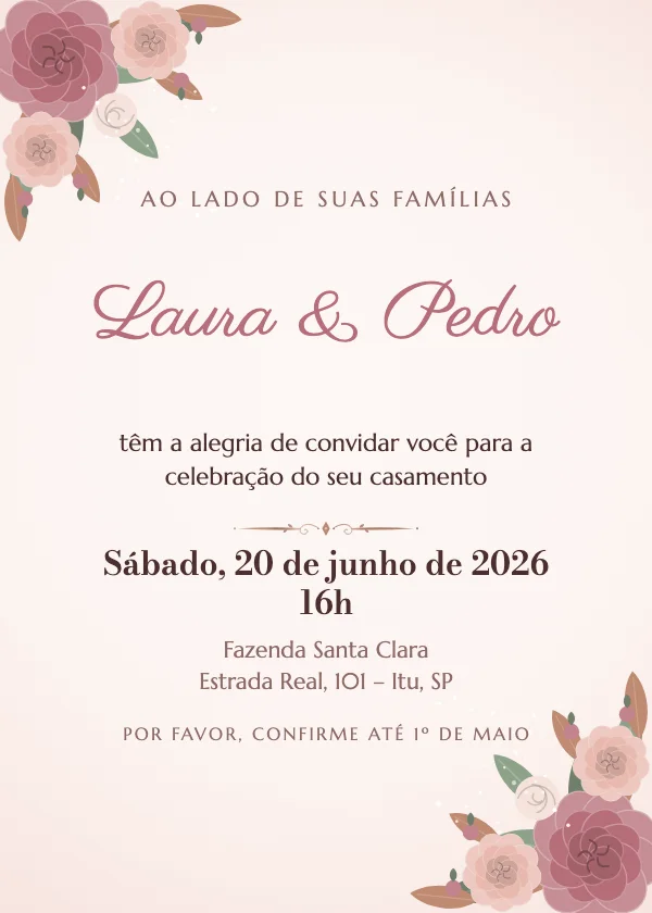 Convite de casamento Peônias de luxo