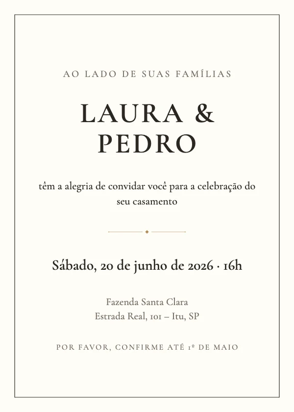 Convite de casamento Minimalista moderno