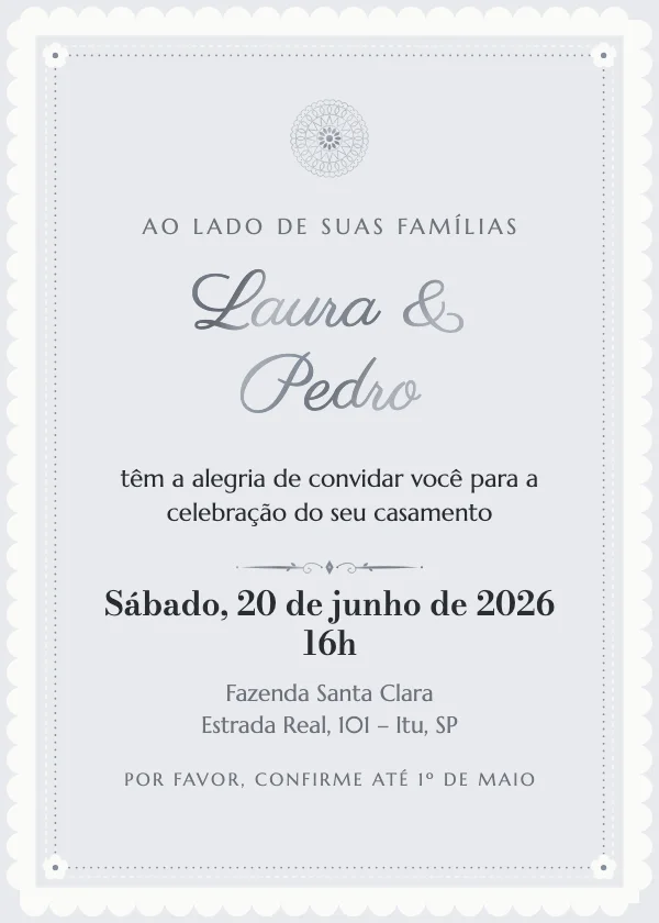 Convite de casamento Renda de pérolas