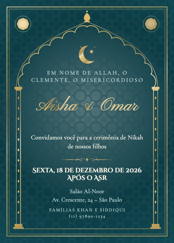 Convite de casamento Nikah real
