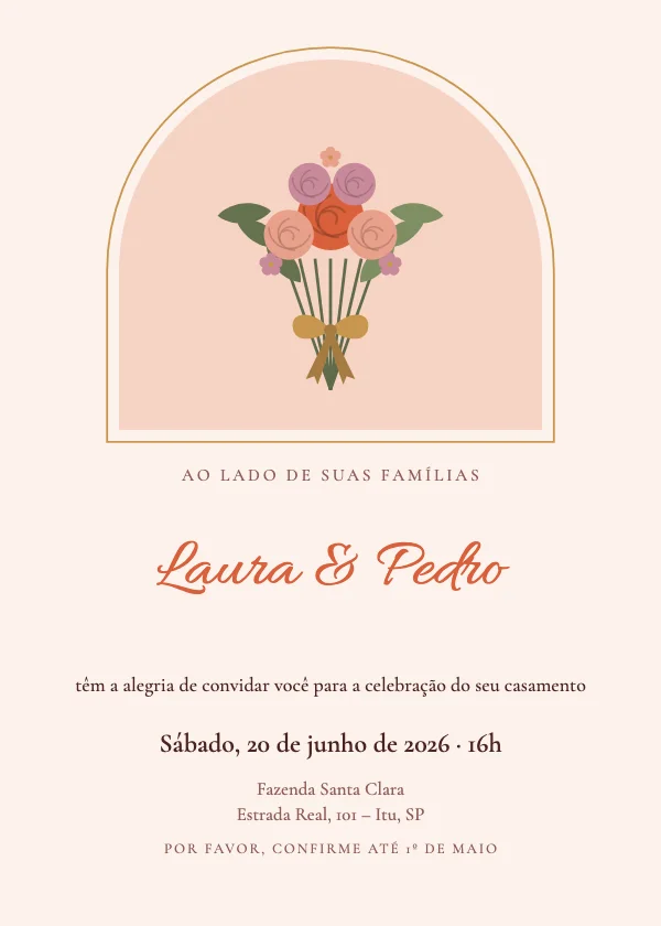 Convite de casamento Arco terracota
