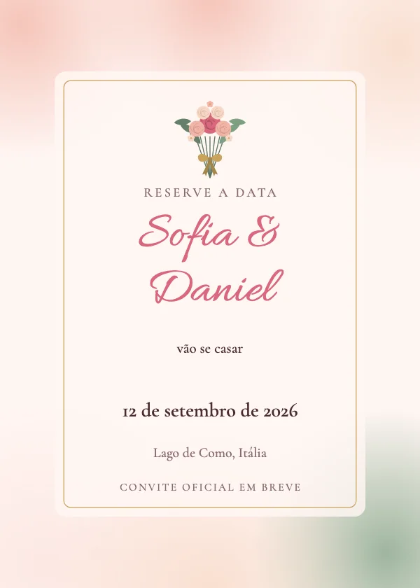 Convite de casamento Buquê em vegetal