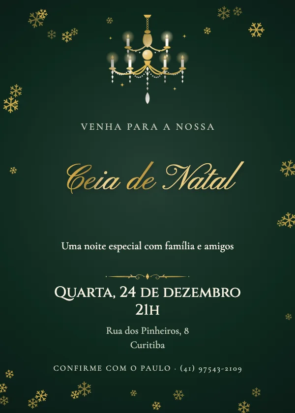 Convite de Natal Salão de lustres