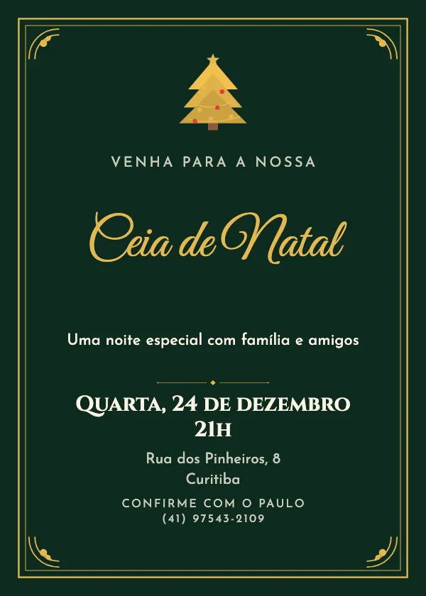 Convite de Natal Dourado
