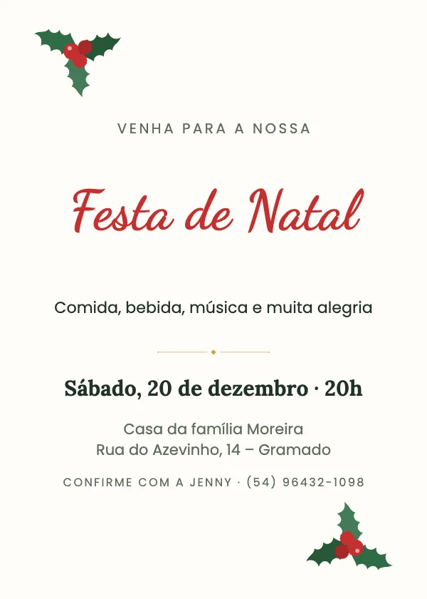 Convite de Natal Azevinho