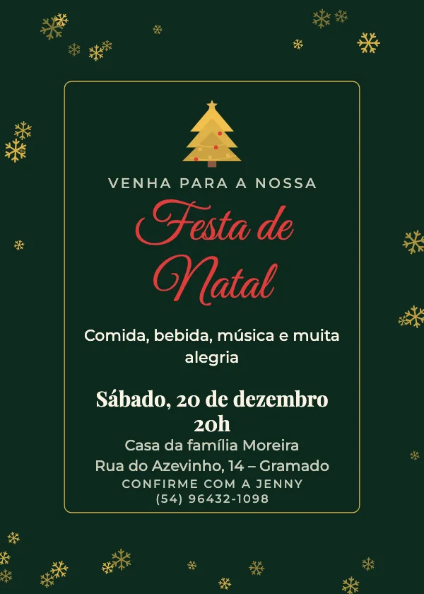 Convite de Natal Neve em vegetal