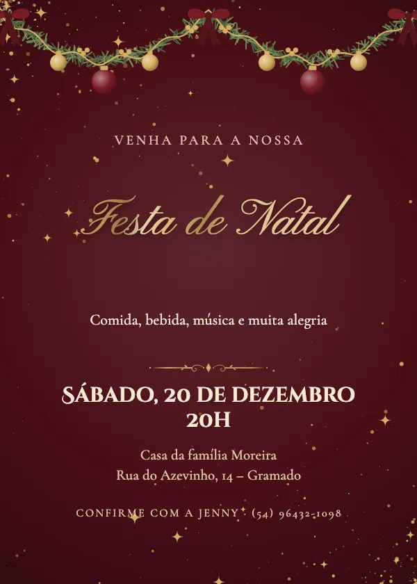 Convite de Natal Guirlanda de veludo